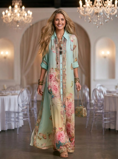 Robe tendance style baroque  – en mousseline vert menthe
