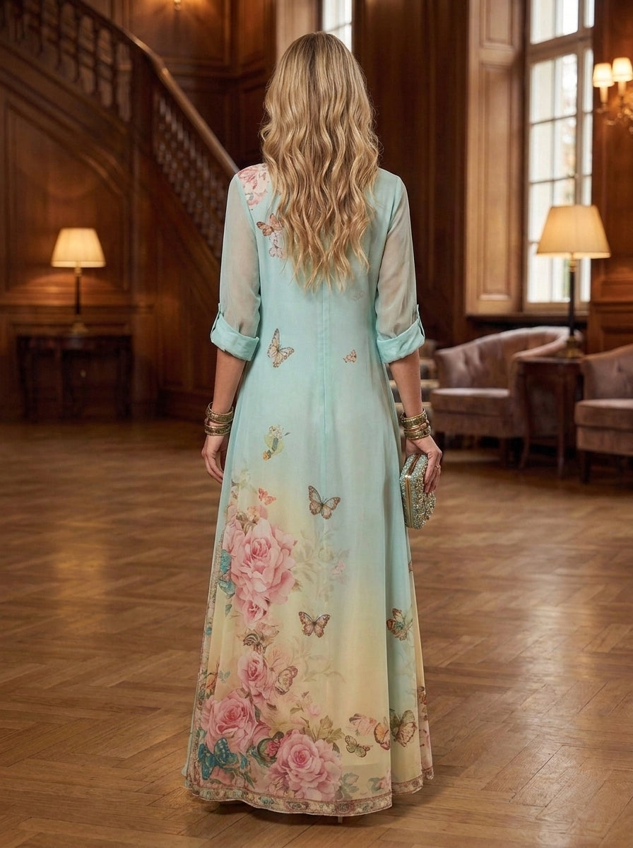 Robe tendance style baroque  – en mousseline vert menthe
